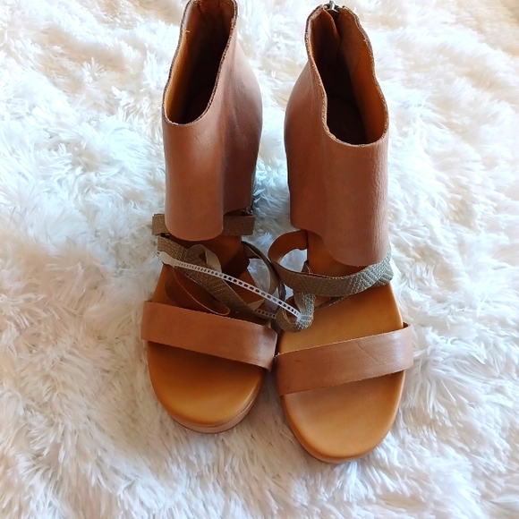 Kork Ease Hickland Tan Leather Open Toe Bootie Sandals SZ 11M Never Worn - Picture 4 of 11